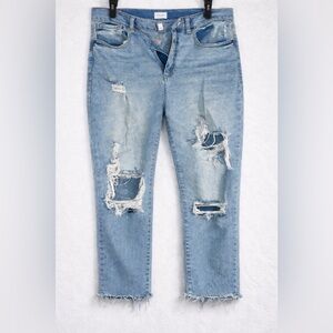 Sneak Peek Light Blue Distressed Boyfriend Jeans